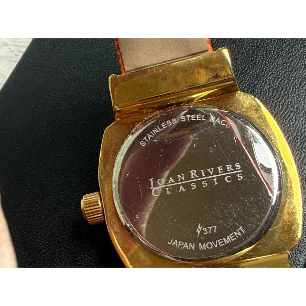 Joan Rivers Orange Gold Toned Wristwatch Adjustable Buckle Band Japan Movement
